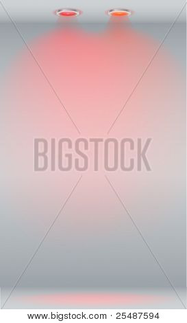 Parete illuminata con lampade a raggi infrarossi. Pronto per il vostro testo