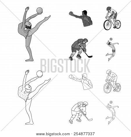 Cycling, Boxing, Ice Hockey, Volleyball.olympic Sport Set Collection Icons In Outline, Monochrome St