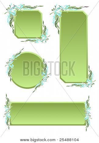 Groene banner met patronen. Vectorillustratie