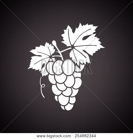 Icon Of Grape. Black Background With White. Vector Illustration.