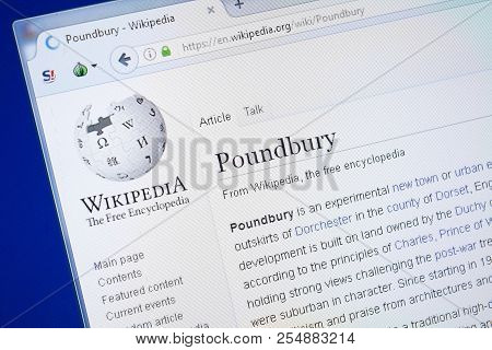 Ryazan, Russia - August 19, 2018: Wikipedia Page About Poundbury On The Display Of Pc