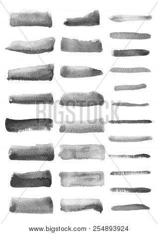 Watercolor Brushes Stroke Paint, Black  Brushes Paint
