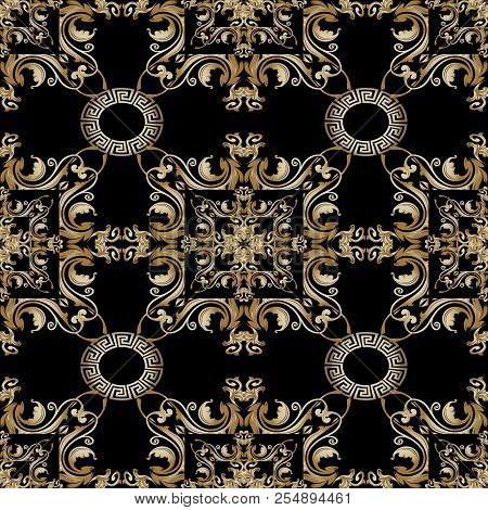 Baroque Floral Vector Seamless Pattern. Abstract Geometric Orna