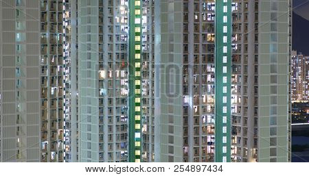 Building facade at night