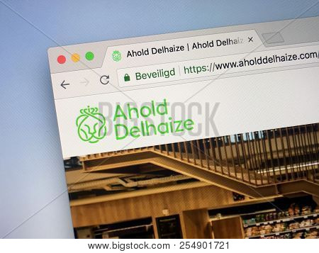 Amsterdam, The Netherlands - August 23, 2018: Website Of Ahold Delhaize, International Food Retail G