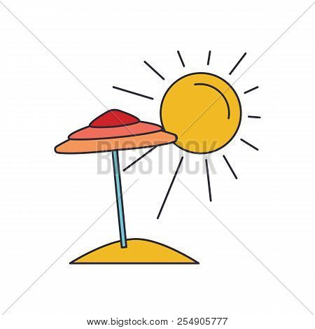 Summer Beach Icon. Cartoon Summer Beach Vector Icon For Web Design Isolated On White Background
