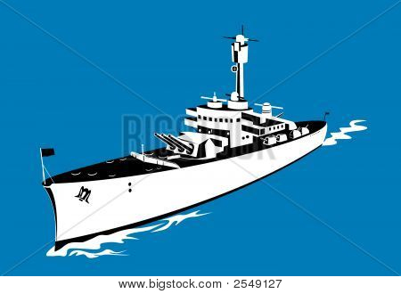 Aerial View Of A Battleship