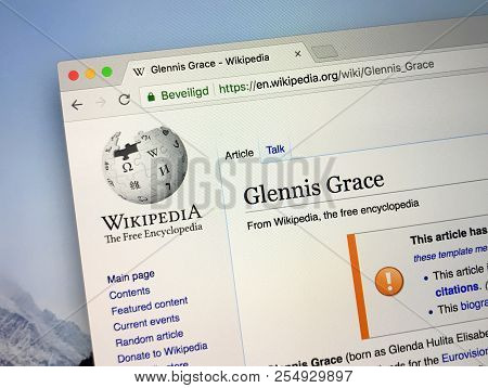 Amsterdam, The Netherlands - August 23, 2018: Wikipedia Page About Glennis Grace On A Computer Scree
