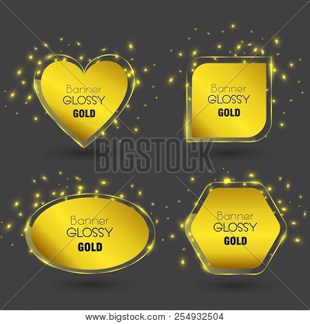 Set Of Vector Banner Glossy With Color Gold