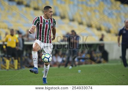 Rio, Brazil - August 22, 2018: Gilberto Player In Match Between Fluminense And Corinthians By The Br
