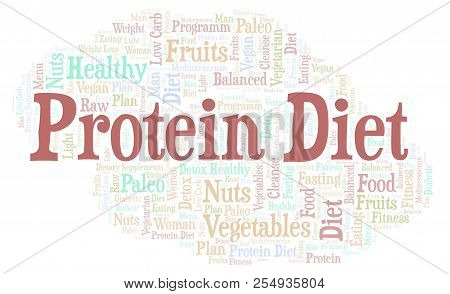 Protein Diet Word Cloud - Illustration Made With Text Only.
