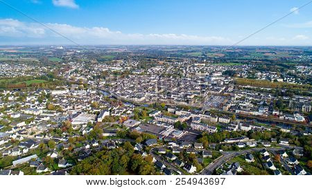 Aerial View Of Pontivy City In The Morbihan