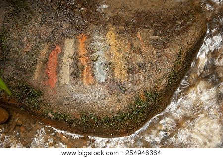 Paints On A Stone In The Water