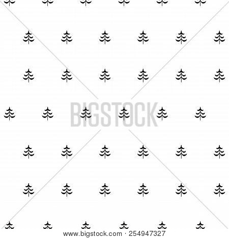 Fir Stylised Tree Seamless Monochrome Pattern Stock Vector Illustration For Web, For Print