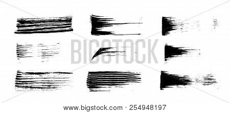 Brush Strokes Set Hand Drawn Scribble Abstract Vector Illustration. Border Design Template.
