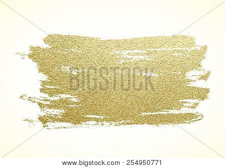 Vector Gold Paint Stroke. Abstract Gold Glittering Textured Art Illustration.