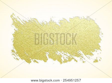 Vector Gold Paint Stroke. Abstract Gold Glittering Textured Art Illustration.