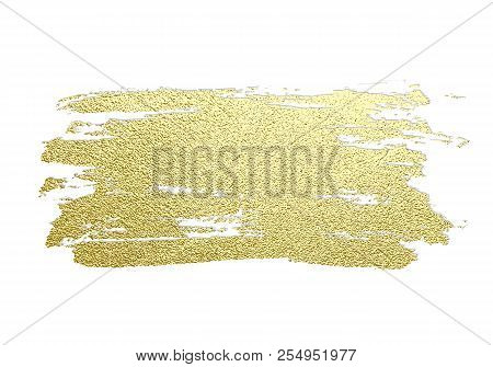 Vector Gold Paint Stroke. Abstract Gold Glittering Textured Art Illustration.
