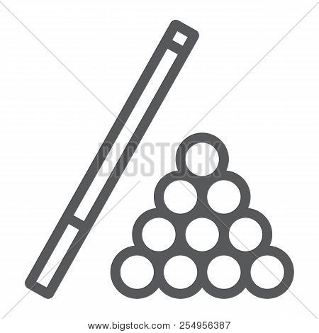 Billiard Line Icon, Game And Sport, Pool Sign, Vector Graphics, A Linear Pattern On A White Backgrou