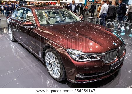 Geneva, Switzerland - March 6, 2018: Bmw M760li Car Showcased At The 88th Geneva International Motor