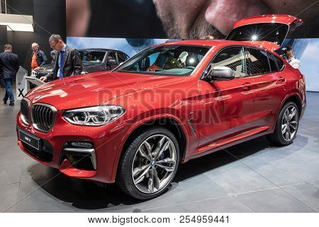 Geneva, Switzerland - March 7, 2018: New Bmw X4 M40d Car Showcased At The 88th Geneva International 