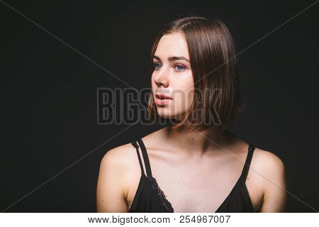 Portrait Of A Beautiful Young Caucasian Caucasian Woman 20 Years Old Model With Blue Eyes Natural Ma