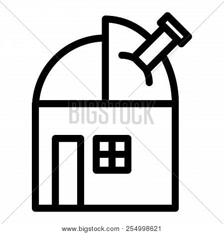 Observatory With Telescope Line Icon. Astronomy Vector Illustration Isolated On White. Buildind Outl