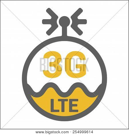 Unusual Flat 3g Logo Icon With Geometric Pattern. Rounded Signal Area, Waves, Antenna. Sewer Hatch S