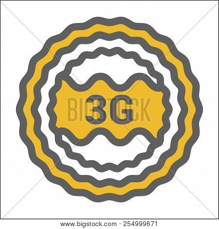 Unusual Flat 3g Logo Icon With Geometric Pattern. Rounded Signal Area, Waves Abstract