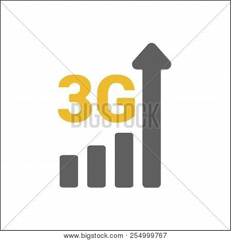 Flat 3g Logo With Mobile Signal Strength Indicator.