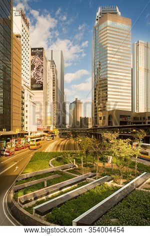 Hong Kong, China - November 15, 2008: Skyline Of Buildings At Connaught Road In Chung Wan (central D