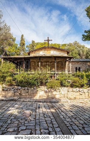 Church Of Agios Dimitrios Loumbardiaris At Filopappou Hill In Athens, Greece.