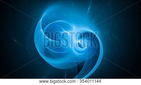 Blue Glowing Time And Space Distortion, Computer Generated Abstract Background, 3d Rendering