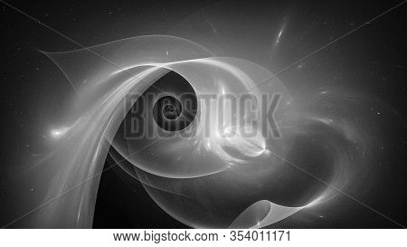 Glowing Time And Space Singularity, Computer Generated Black And White Abstract Effect