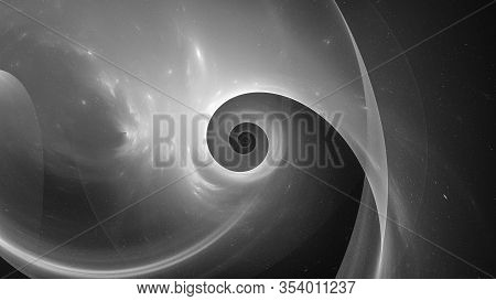 Glowing Singularity In Space, Computer Generated Black And White Abstract Effect