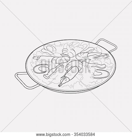 Spanish Paella Icon Line Element. Illustration Of Spanish Paella Icon Line Isolated On Clean Backgro