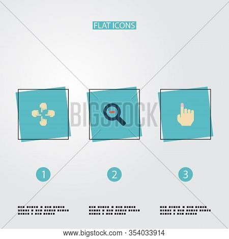 Set Of Gestures Icons Flat Style Symbols With Multitouch, Magnifier, Soft Touch And Other Icons For 