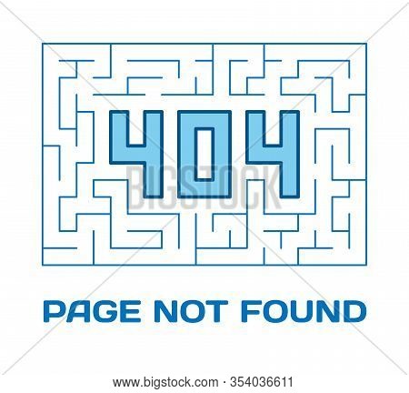 404 Page Not Found With Labyrinth On White Background. Concept Internet Webpage Vector Illustration 
