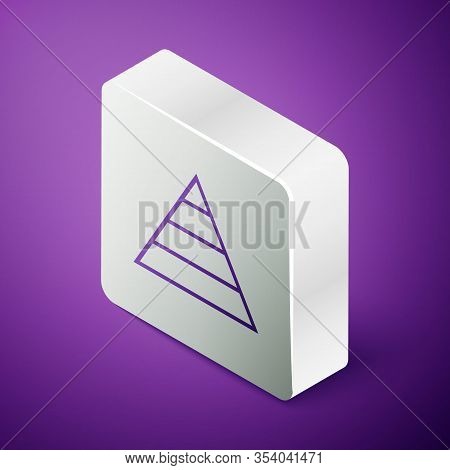 Isometric Line Business Pyramid Chart Infographics Icon Isolated On Purple Background. Pyramidal Sta