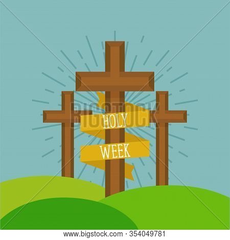 Holy Week Card With A Mount Calvary - Vector