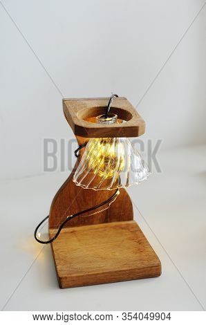 Creative Art Handmade Lamp Made Of Drip Coffee Station, V60 Dripper And Lights. Idea For Coffee Shop
