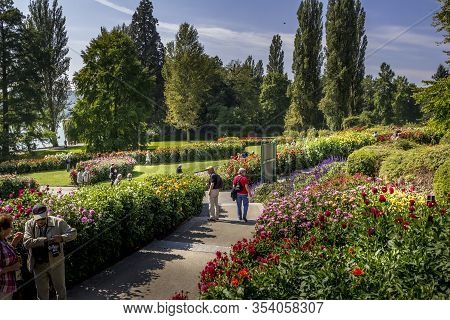 The Grounds Of Botanical Garden Of Mainau Island, The Inlet On Lake Constance