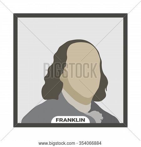 Benjamin Franklin, United States Politician. Stylized Vector Portrait On White Background
