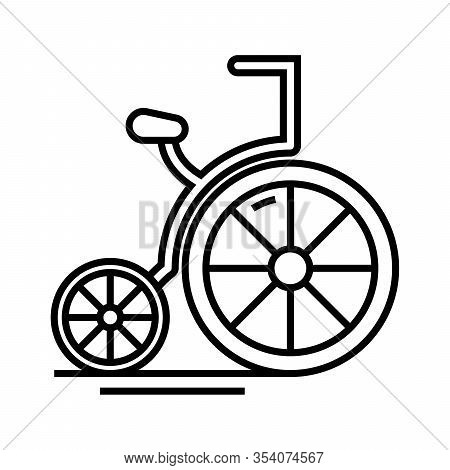 Twowheel Bycicle Line Icon, Concept Sign, Outline Vector Illustration, Linear Symbol.