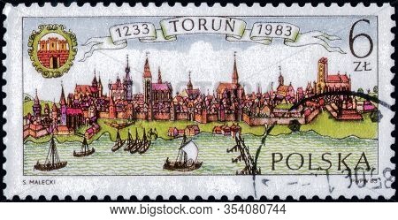 Saint Petersburg, Russia - February 20, 2020: Postage Stamp Issued In The Poland Dedicated To The 75