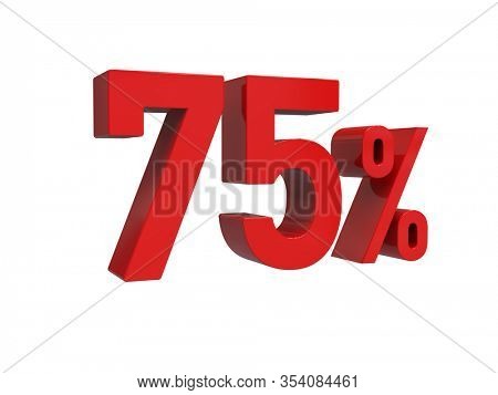 
3d Render: ISOLATED Red 75% Percent Discount 3d Sign on Light Background, Special Offer 75% Discount Tag, Sale Up to 75 Percent Off, Seventy-five Percent Letters Sale Symbol, Special Offer Label
