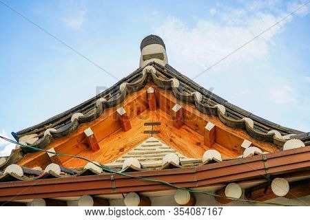Roof of traditional Korean house, hanok.