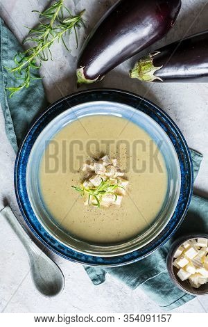 Creamy Eggplant And Zucchini Soup With Balkan Cheese