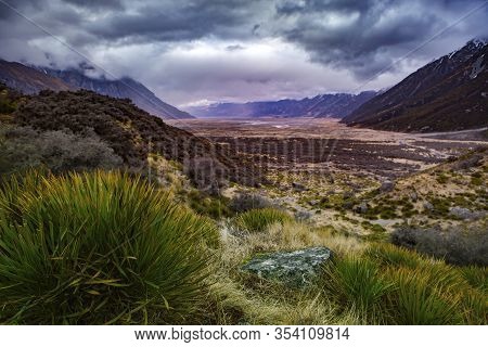 View Point Of Pukaki Lake In Aoraki-mt.cook National Park Southland  New Zealand