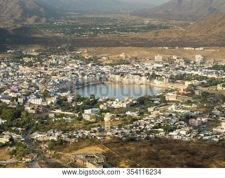 Salvitri Mata Temple At Dusk,overlooking Pushkar,rajasthan,india.